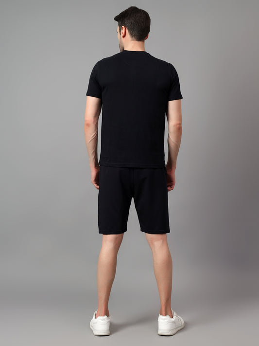 Men's Navy Blue Printed Casual Co-ord Set