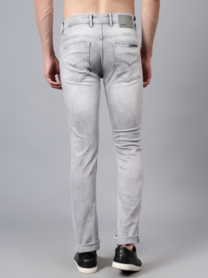 Men's Grey Solid Full Length Stretchable Jeans