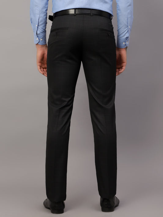 Formal Trouser for Men | Breathable & Soft with Color Fastness Regular Fit Poly Viscose Fabric Checkered Pattern Hook & Eye Closure