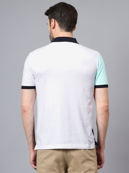 T-Shirt for Men | Breathable & Soft with Color Fastness Regular Fit Polo Neck Poly Cotton Fabric Colour Block Pattern