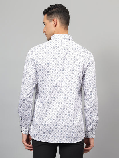 Formal Shirt for Men l Breathable & Soft with Color Fastness Regular Fit Spread Collar Neck Cotton Fabric Printed Pattern