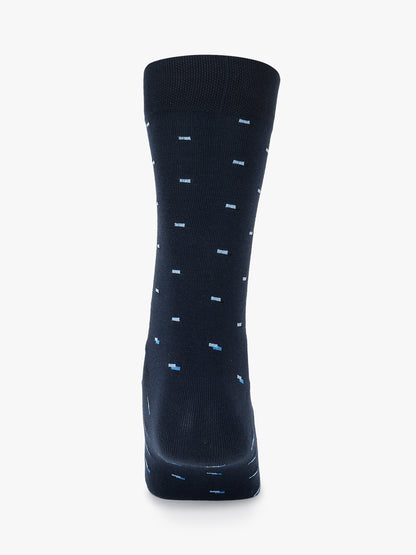 Men's Pack Of 5 Navy Blue Crew Length Printed Casual Socks