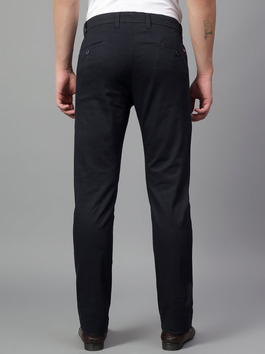 Casual Trouser for Men | Breathable & Soft with Color Fastness Regular Fit Cotton Blend Fabric Self Design Pattern Button Closure