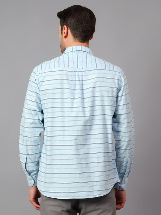 Casual Shirt for Men | Breathable & Soft with Color Fastness Regular Fit Spread Collar Neck Cotton Fabric Striped Pattern
