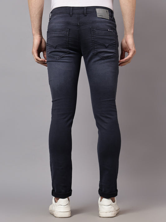 Denim Jeans for Men l Breathable & Soft with Color Fastness Ultra Narrow Fit Cotton Fabric Solid Pattern Button Closure