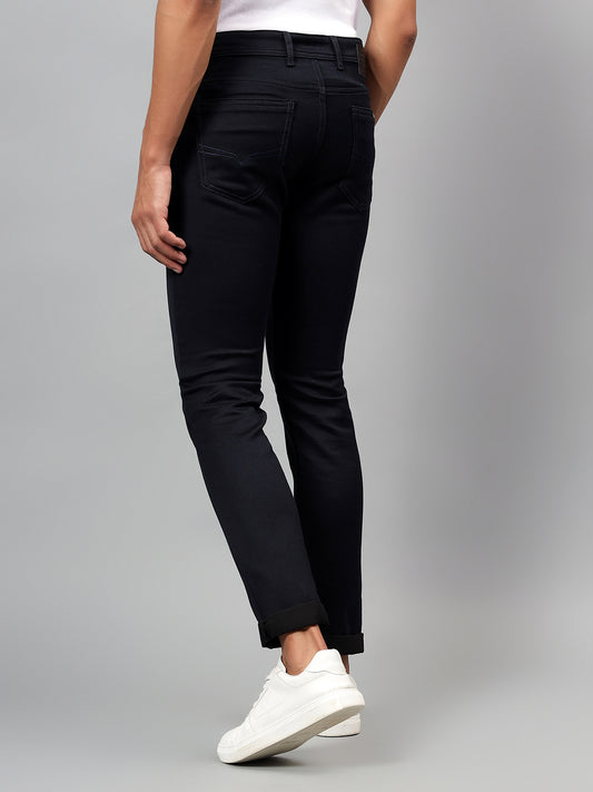 Denim Jeans for Men l Breathable & Soft with Color Fastness Ultra Narrow Fit Cotton Fabric Solid Pattern Button Closure
