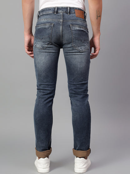 Denim Jeans for Men l Breathable & Soft with Color Fastness Ultra Narrow Fit Cotton Fabric Solid Pattern Button Closure