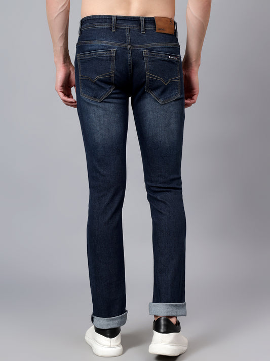 Denim Jeans for Men l Breathable & Soft with Color Fastness Ultra Narrow Fit Cotton Fabric Solid Pattern Button Closure