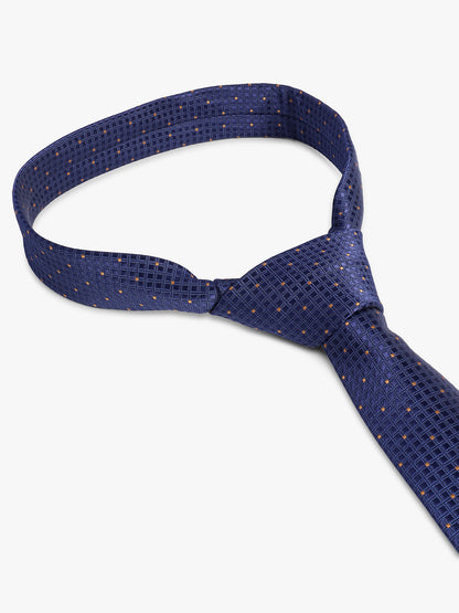 Cantabil Men's Navy Blue Dotted Printed Broad Tie