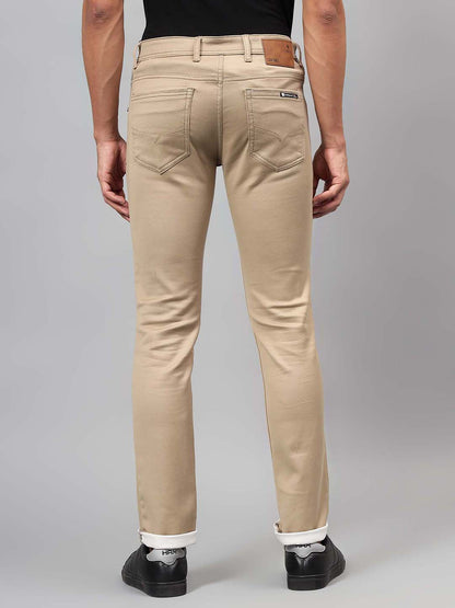 Denim Jeans for Men l Breathable & Soft with Color Fastness Ultra Narrow Fit Cotton Fabric Solid Pattern Button Closure