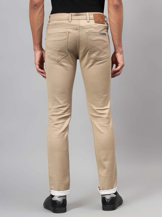 Denim Jeans for Men l Breathable & Soft with Color Fastness Ultra Narrow Fit Cotton Fabric Solid Pattern Button Closure