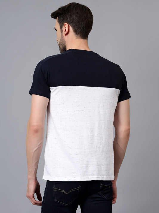 T-Shirt for Men | Breathable & Soft with Color Fastness Regular Fit Round Neck Poly Cotton Fabric Colour Block Pattern