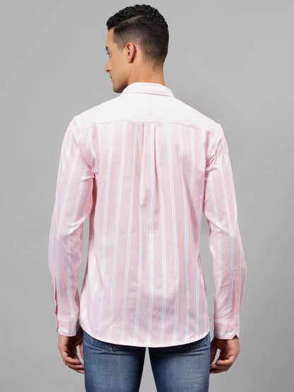 Casual Shirt for Men | Breathable & Soft with Color Fastness Regular Fit Spread Collar Neck Cotton Fabric Striped Pattern
