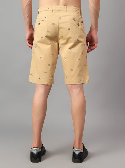 Men's Khaki Printed Above Knee Bermuda