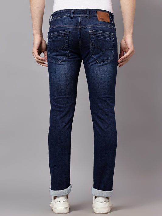 Denim Jeans for Men l Breathable & Soft with Color Fastness Ultra Narrow Fit Cotton Fabric Solid Pattern Button Closure