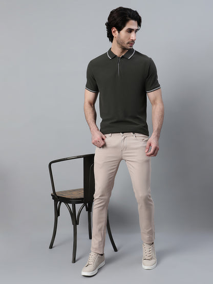 Men's Casual Flat front Fawn  Trousers