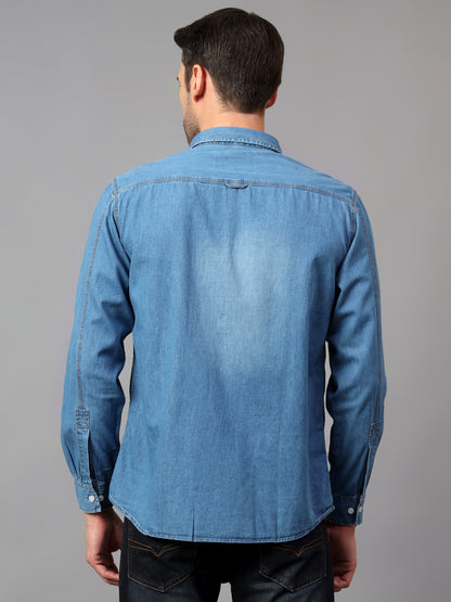 Men's Blue  Casual Denim Full Sleeve Shirt