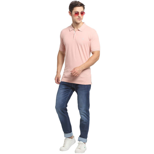 T-Shirt for Men | Breathable & Soft with Color Fastness Regular Fit Polo Neck Poly Cotton Fabric Solid Pattern