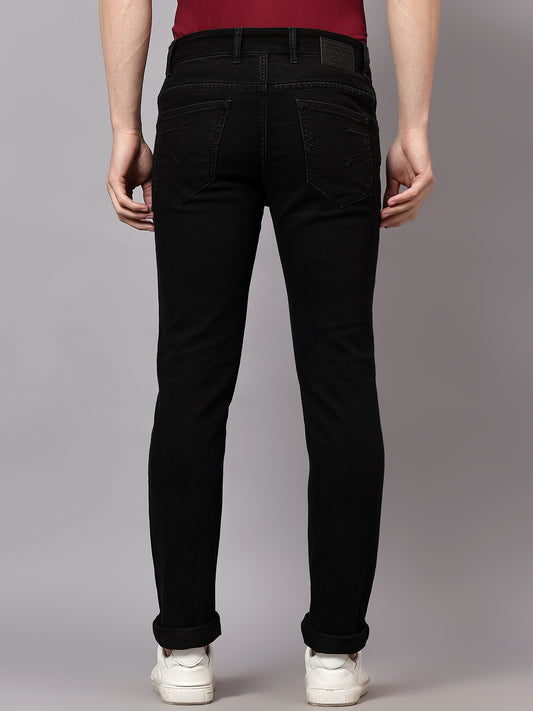 Denim Jeans for Men l Breathable & Soft with Color Fastness Ultra Narrow Fit Cotton Fabric Solid Pattern Button Closure