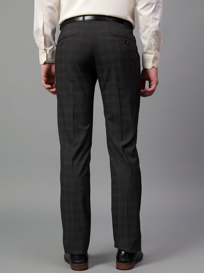 Formal Trouser for Men | Breathable & Soft with Color Fastness Regular Fit Poly Viscose Fabric Checkered Pattern Hook & Eye Closure