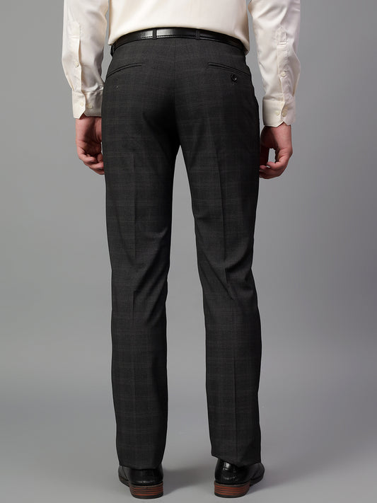 Formal Trouser for Men | Breathable & Soft with Color Fastness Regular Fit Poly Viscose Fabric Checkered Pattern Hook & Eye Closure