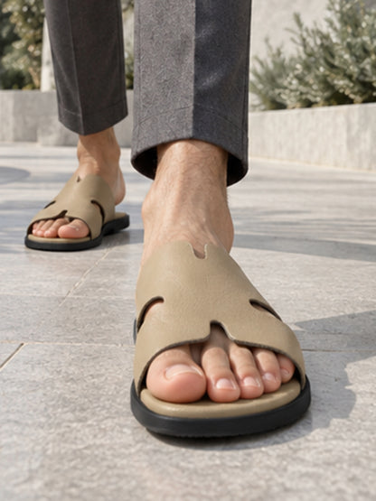 Men's Brown Solid Casual Slipper