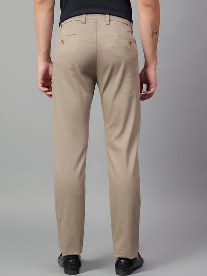 Casual Trouser for Men | Breathable & Soft with Color Fastness Regular Fit Cotton Blend Fabric Self Design Pattern Button Closure