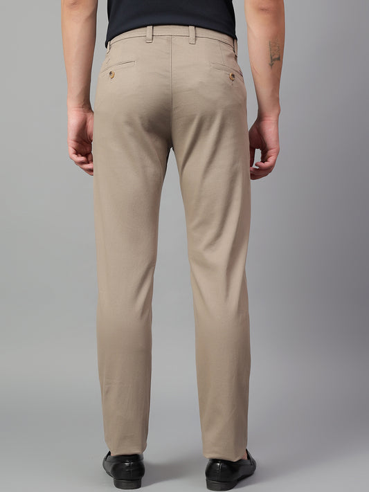Casual Trouser for Men | Breathable & Soft with Color Fastness Regular Fit Cotton Blend Fabric Self Design Pattern Button Closure