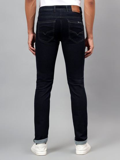 Denim Jeans for Men l Breathable & Soft with Color Fastness Ultra Narrow Fit Cotton Fabric Solid Pattern Button Closure