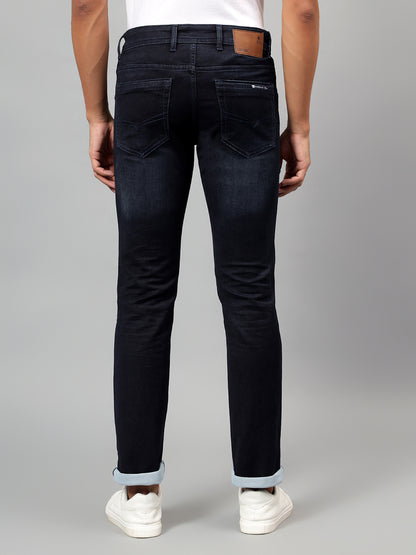 Denim Jeans for Men l Breathable & Soft with Color Fastness Ultra Narrow Fit Cotton Fabric Solid Pattern Button Closure