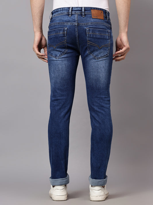 Denim Jeans for Men l Breathable & Soft with Color Fastness Ultra Narrow Fit Cotton Fabric Solid Pattern Button Closure