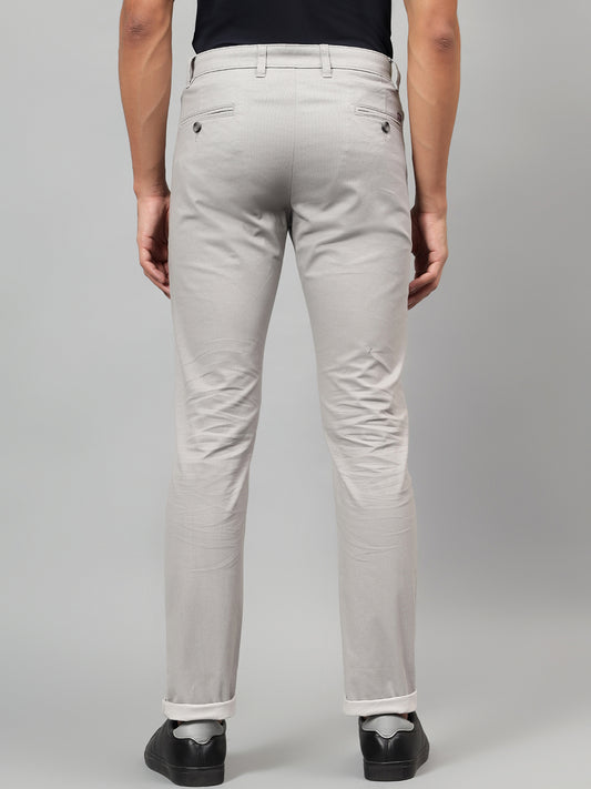 Casual Trouser for Men | Breathable & Soft with Color Fastness Regular Fit Cotton Blend Fabric Self Design Pattern Button Closure