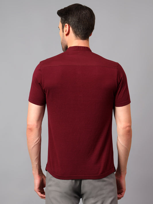 Men's Maroon Casual Plain Half sleeve Shirt Kurta