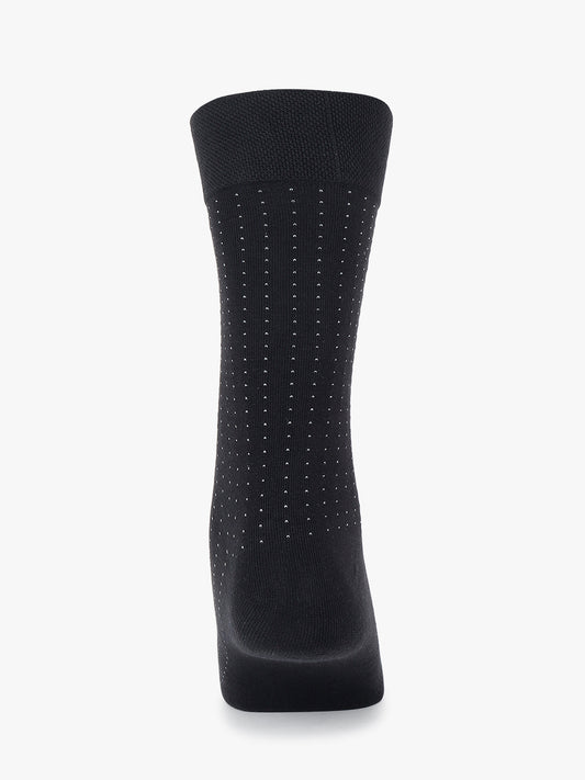 Men's Pack Of 5 Black Crew Length Printed Casual Socks