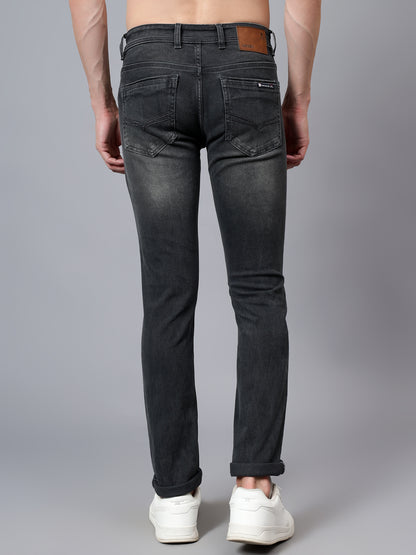 Men's Grey Solid Full Length Stretchable Jeans