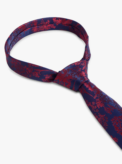 Cantabil Men's Navy Blue Floral Printed Broad Tie