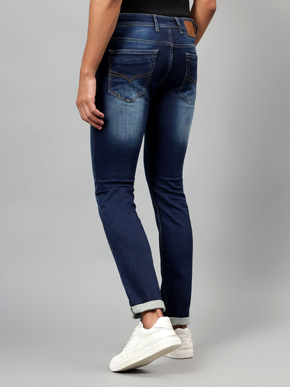 Denim Jeans for Men l Breathable & Soft with Color Fastness Ultra Narrow Fit Cotton Fabric Solid Pattern Button Closure