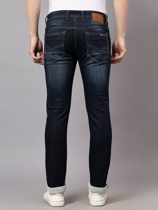Denim Jeans for Men l Breathable & Soft with Color Fastness Ultra Narrow Fit Cotton Fabric Solid Pattern Button Closure