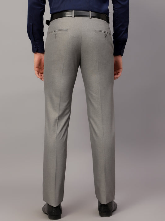 Formal Trouser for Men | Breathable & Soft with Color Fastness Regular Fit Poly Viscose Fabric Self Design Pattern Hook & Eye Closure