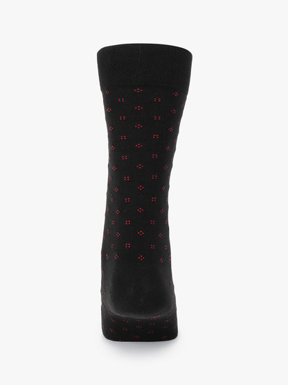 Men's Pack Of 5 Black Crew Length Printed Casual Socks