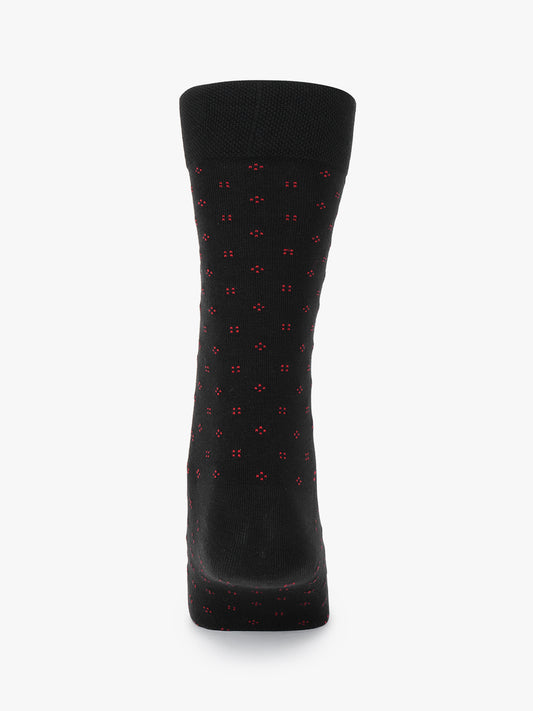 Men's Pack Of 5 Black Crew Length Printed Casual Socks