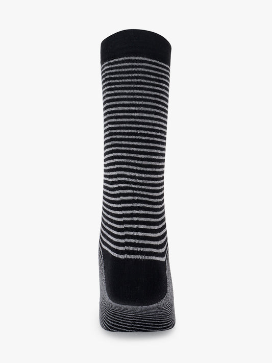 Men's Pack Of 5 Grey Crew Length Stripes Casual Socks