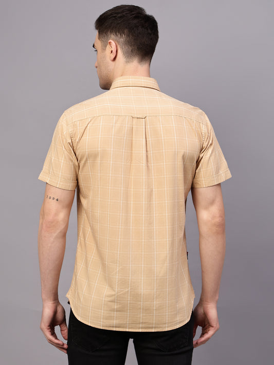 Casual Shirt for Men | Breathable & Soft with Color Fastness Regular Fit Spread Collar Neck Cotton Fabric Checkered Pattern