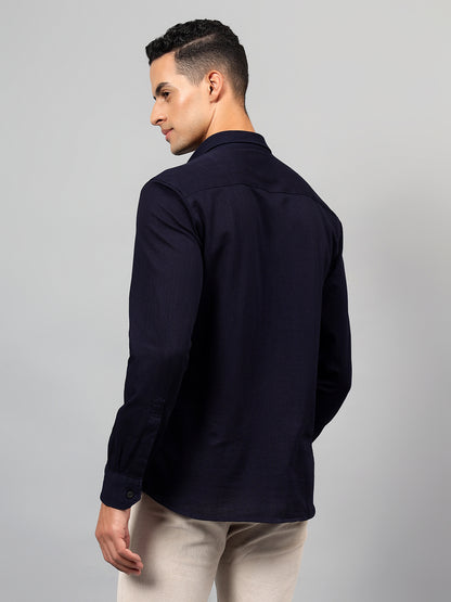 Casual Shirt for Men | Breathable & Soft with Color Fastness Regular Fit Spread Collar Neck Cotton Fabric Self Design Pattern