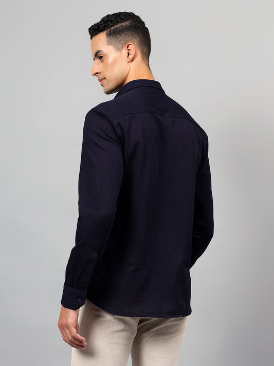Casual Shirt for Men | Breathable & Soft with Color Fastness Regular Fit Spread Collar Neck Cotton Fabric Self Design Pattern