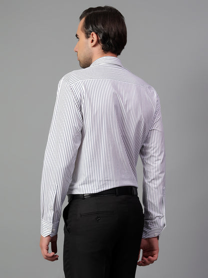 Formal Shirt for Men l Breathable & Soft with Color Fastness Regular Fit Spread Collar Neck Nylon Fabric Striped Pattern