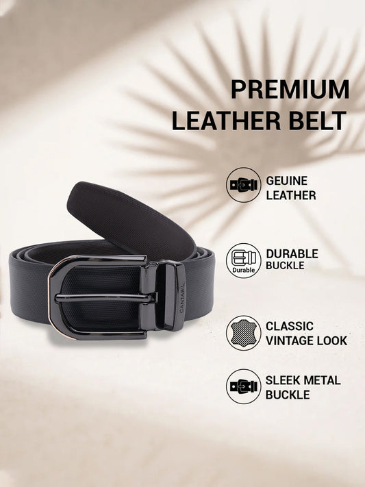Men's Textured Black Brown Reversible Formal Belt