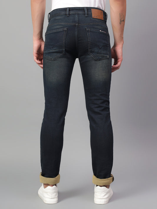 Denim Jeans for Men l Breathable & Soft with Color Fastness Ultra Narrow Fit Cotton Fabric Solid Pattern Button Closure