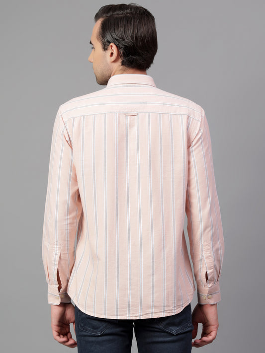 Casual Shirt for Men | Breathable & Soft with Color Fastness Regular Fit Spread Collar Neck Cotton Fabric Striped Pattern