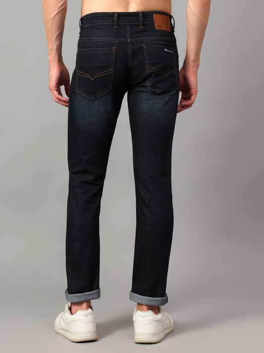 Denim Jeans for Men l Breathable & Soft with Color Fastness Ultra Narrow Fit Cotton Fabric Solid Pattern Button Closure